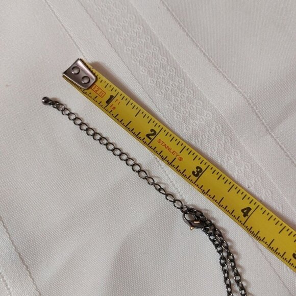 🔴 Linked Bow and Flowers Statement Choker Necklace Gunmetal - Picture 5 of 5